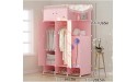 REN0124shuang Portable Closet Portable Closet Clothes Wardrobe with Hanging Rod Bedroom Armoire Cube Storage Organizer with Doors Wardrobe - BAD417J4F