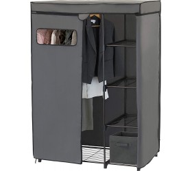 Simple Houseware Freestanding Cloths Garment Organizer Closet with Cover Dark Gray - B8M2NC7A5