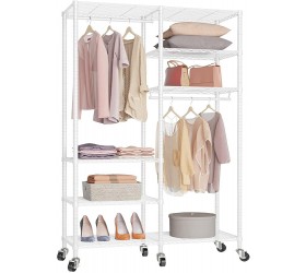 VIPEK V14i Heavy Duty Portable Closets Garment Rack Adjustable Rolling Clothes Rack with 6 Tiers Metal Wire Shelving Double Rods Lockable Wheels Freestanding Wardrobe Closet Storage Rack White - BFTZ0S8PY
