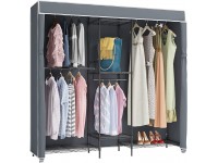 VIPEK V6C Wire Garment Rack 5 Tiers Heavy Duty Covered Clothes Rack Compact Wardrobe Closet Metal Clothing Rack with Gray Oxford Fabric Cover 75.6" L x 18.5" W x 76.8" H Max Load 780 LBS Gray - BA8LXP918