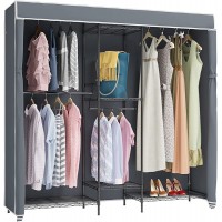 VIPEK V6C Wire Garment Rack 5 Tiers Heavy Duty Covered Clothes Rack Compact Wardrobe Closet Metal Clothing Rack with Gray Oxford Fabric Cover 75.6 L x 18.5 W x 76.8 H Max Load 780 LBS Gray - BA8LXP918