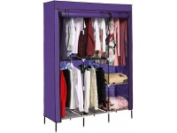 Wardrobe Closet with Shelves Portable Clothes Closet Storage Clothes Organizer Wardrobe Water Proof and Dust Proof Hanging Clothes Wardrobe for Bedroom Violet - BAQ6NBIZI