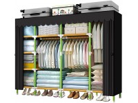 YOUUD 79 Inches Portable Closet Storage Organizer Cloth Closet Colored Rods and Black Cover Portable Wardrobe Quick and Easy to Assemble Extra Sturdy Strong and Durable - B1YC3ZSAI