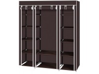 ZKTYQUIHE 69" Portable Clothes Closet Wardrobe Storage Organizer with Non-Woven Fabric Quick and Easy to Assemble Extra Strong and Durable Dark Brown - B5W5DROJY