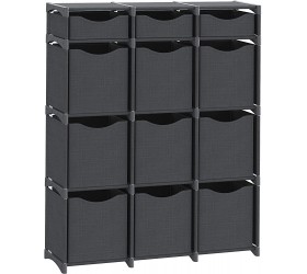 12 Cube Organizer | Set of Storage Cubes Included | DIY Closet Organizer Bins | Cube Organizers and Storage Shelves Unit | Closet Organizer for Bedroom Playroom Livingroom Office Dorm Dark grey - BUEJIYI5L