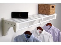 EZ Shelf DIY Expandable Closet Shelf & Rod 30” 50" White Mounts to Back Wall Floating with 2 End Brackets -Easy to Install-Strong-Wire Shelving Alternative-Rod & Shelf Kit EZS-SCRW48-1-2 - BN4QK09TN