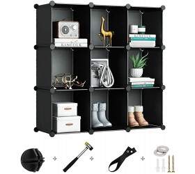GREENSTELL 9 Cubes Storage Organizer,DIY Plastic Stackable Shelves Multifunctional Modular Bookcase Closet Cabinet for Books,Clothes,Toys,Artworks,Decorations Black - B70MZGIJR