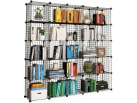 KOUSI 14"x14" Wire Cube Storage Metal Grid Organizer 25-Cube Modular Shelving Unit Stackable Bookcase Ideal for Living Room Bedroom Office Garage - B0GGOTRRJ
