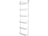 Lavish Home White 6-Tier Adjustable Pantry Shelves and Door Rack for Home Organization and Storage L 19” x W 5” x H 56-64" - BKAD4OECB