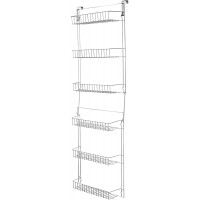 Lavish Home White 6-Tier Adjustable Pantry Shelves and Door Rack for Home Organization and Storage L 19” x W 5” x H 56-64 - BKAD4OECB