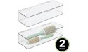 mDesign Plastic Bathroom Stackable Storage Organizer Box with Hinged Lid for Closet Shelf Cupboard or Vanity Hold Medicine Soap Lotion Cotton Swabs Masks or Hair Styling Tools 2 Pack Clear - BEJS7Q4HA