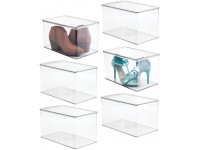 mDesign Stackable Closet Plastic Storage Box with Lid Container for Organizing Mens and Womens Shoes Booties Pumps Sandals Wedges Flats Heels and Accessories 7" High 6 Pack Clear - BYBYMYS4S