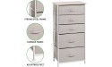 mDesign Storage Dresser Furniture Unit Tall Standing Organizer Tower for Bedroom Office Living Room and Closet 5 Drawer Removable Fabric Bins Linen Tan White - BH81B060E