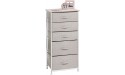 mDesign Storage Dresser Furniture Unit Tall Standing Organizer Tower for Bedroom Office Living Room and Closet 5 Drawer Removable Fabric Bins Linen Tan White - BH81B060E