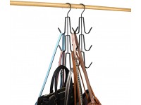 Niclogi Purse Handbag Hangers Purse Handbag Holder 2 Pack Metal Space Saving Hangers Closet Organization Bags Storage for Purses Handbags Backpacks Tank Tops BeltsBlack - BZ3KZHW59