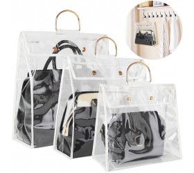 Outgeek Purse Storage Bag organization for Hanging Closet with Zipper and Handle Handbag Organizer Dust Cover Anti-dust S&M&L White 3PCS - BXT6FNX2U