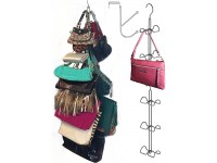Over Door Hanging Purse Storage Organizer Purse Hanger for Closet Heavy Duty Chrome Holds 50lbs Swivels for Easy Access; Purses Handbags Crossovers Backpacks,12 Hooks - B3CLZ0AAC