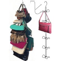 Over Door Hanging Purse Storage Organizer Purse Hanger for Closet Heavy Duty Chrome Holds 50lbs Swivels for Easy Access; Purses Handbags Crossovers Backpacks,12 Hooks - B3CLZ0AAC