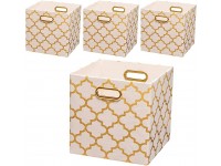 Posprica Collapsible Storage Bins,11×11 Fabric Storage Baskets Set of 4 Cream-Gold Lantern - BMI4WXWUN