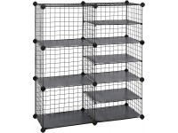 SONGMICS Cube Storage Unit Interlocking Metal Wire Organizer with Divider Design Modular Cabinet Bookcase for Closet Bedroom Kid’s Room 32.7 L x 12.2 W x 36.6 H Inches Black ULPI36H - BLMUYR9GZ