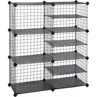 SONGMICS Cube Storage Unit Interlocking Metal Wire Organizer with Divider Design Modular Cabinet Bookcase for Closet Bedroom Kid’s Room 32.7 L x 12.2 W x 36.6 H Inches Black ULPI36H - BLMUYR9GZ