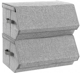SONGMICS Large Stackable Storage Bins Fabric Storage Boxes with Lids Stackable Storage Cubes with Magnetic Closures a Semi-Open Front Lid Can Stay Open after Stacked up Set of 2 Gray URLB03GY - BZ1T8HBLX