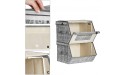 SONGMICS Storage Organizer Boxes Set of 2 Folding Clothes Toys Bins with Transparent Window Magnetic Lid Metal Frame Side Handles Gray URLB002G02 - BPUO83VI5