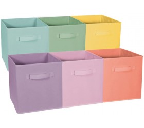 Sorbus® Foldable Storage Cube Basket Bin Great for Nursery Playroom Closet Home Organization Pastel Multi-Color 6 Pack - B9BG9LY70