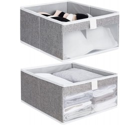 StorageWorks Decorative Fabric Storage Bins with Clear Window and 2 Handles Foldable Closet Organizers for Shelves Drawer Organizers for Clothing Gray Large 2 Pack - BLE4VHIXC