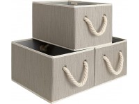 StorageWorks Large Decorative Storage Bins Closet Storage Baskets With Cotton Rope Handles Foldable Storage Boxes for Shelves Mixing Of Brown & Beige 3-Pack - BWE1ECUB3