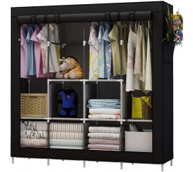 UDEAR Portable Closet Large Wardrobe Closet Clothes Organizer with 6 Storage Shelves 4 Hanging Sections 4 Side Pockets,Black - BPDYAY87W