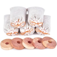 Homode Cedar Blocks for Clothes Storage Scent Sachets for Drawers and Closets Aromatic Cedar Wood Chips Shavings Bags Cedarwood Hanger Rings Pack of 10 - BLUHHOIE6