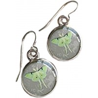 Luna Moth Art Earrings Luna Earrings,moon Moth Earrings,Dome glass jewelry pure handmade - BF2EWMI8J