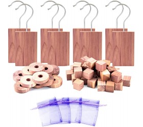 LUXRILIX Cedar Blocks for Clothes Storage 100% Natural Cedar Balls and Cedar Chips for Storage Accessories Closet and Drawers 56-Piece Set Free Hooks Gauze Bag Sandpaper - BNUVBVNCC