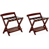 2 Pack Double-Layer Luggage Racks，Hotel Room Dedicated Foldable Suitcase Rack Travel Bag Organizer，Luggage Rack with Shoe Shelf Floor Stand 60×50×65cm Color : Red - B0Z8AT19V