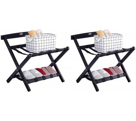 2 Pack Luggage Rack 60×50×65cm Foldable Double-Layer Suitcase Storage Rack Travel Bag Rack Floor Shelf with Shoe Rack for Hotel Bedroom Guest Room - BEQZXSO42