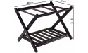 4 Pcs Double-Layer Luggage Racks with Shoe Shelf Foldable Suitcase Holder Floor Frame Travel Bag Support Bedside Organizer for Hotel Guest Rooms Solid Wood 68×40×58cm - BNRV8EQMS