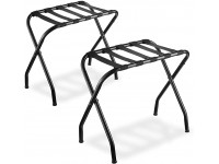 Bartnelli 2-Pack Folding Luggage Rack Collapsible Metal Suitcase Stand with Durable Black Nylon Straps- for Bedroom Guest Room or Hotel Black Steel - B4G5DN453