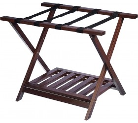 Basics Wooden Folding Suitcase Luggage Rack Stand with Shelf Espresso - B6Z5QJ6UP