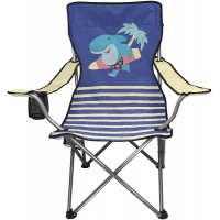 Belidome Cartoon Surfing Shark Camping Chair Portable Folding for Adults with Mesh Cup Bottle Holder Side Storage Pockets Carry Bag - B2YE3TF60