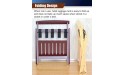 Guest Room Luggage Racks Suitcase Stand Holder with Back Rail & Shelf Floor Standing Foldable Double-Layer Wood Storage Organizers for Clothes Shoes Bedside Home Color : Dark red - BAHAENH3H