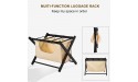 HH- Cloth Bag Luggage Rack Black Solid Wood Foldable Toys Clothes Storage Bench for Hotel Guest Room Bedside with Nylon Straps - BQI9DROZJ