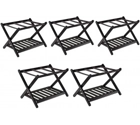 Hotel Luggage Rack for Suitcases Set of 5 Guest Room Foldable Travel Bag Holder with Shoe Shelf Double Floor Luggage Rack and Clothing Storage Organizer 68×40×58cm - BDZ096PLW