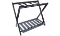 Luggage Rack Double Layer Luggage Rack with Shelf High-Grade Bamboo Wood Folding Luggage Holder Suitcase Rack for Guest Room Bedroom Hotel Black - B2SP6KX7T