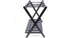 Luggage Rack Double Layer Luggage Rack with Shelf High-Grade Bamboo Wood Folding Luggage Holder Suitcase Rack for Guest Room Bedroom Hotel Black - B2SP6KX7T
