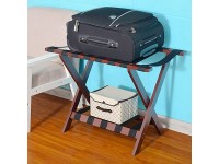 Luggage Rack for Guest Room and Hotel Foldable Double-layersuitcase Holder Shoe Shelf Solid Wood Floor Stand Travel Bag Organizer Color : Red - BVREMB8NT