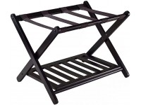 Riyyow Luggage Rack Double-Layer Shelf Solid Wood Foldable Luggage Stand Suitable for Hotels Bedrooms Balconies - BE3DPWJDB