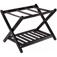 Riyyow Luggage Rack Double-Layer Shelf Solid Wood Foldable Luggage Stand Suitable for Hotels Bedrooms Balconies - BE3DPWJDB