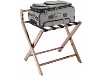 ZAQY 26" Foldable High Back Luggage Rack Stainless Steel Metal Blanket Bag Suitcase Stand Holder with Nylon Straps for Home Bedroom Guest Room Hotel No Assembly Color : Rose Gold - B32B3E2RJ