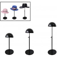 3 Pack Black Adjustable Height Hat Stand Organizer Metal Dome Shape Design Tabletop Wig Display Rack - B0W2OQEA5